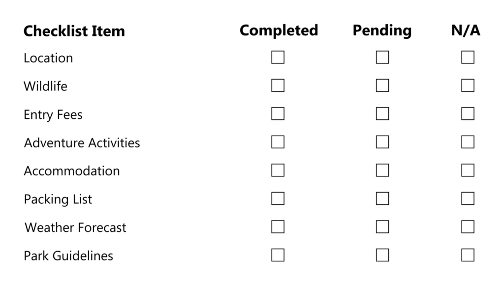 Wildlife Watching Checklist